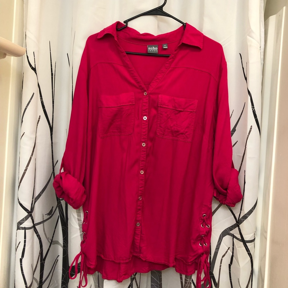 Women’s XXL NY&Co Soho hot pink button up blouse